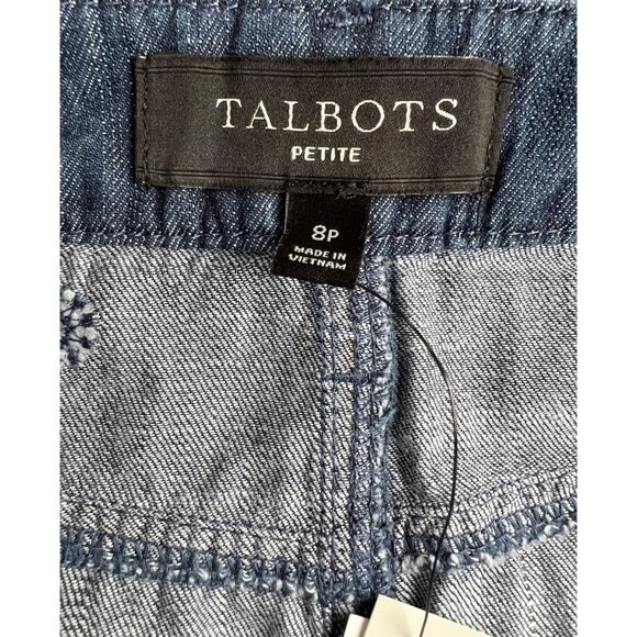 Talbots Embroidered Daisy A-Line Skirt Chambray Blue 8P - Picture 5 of 13